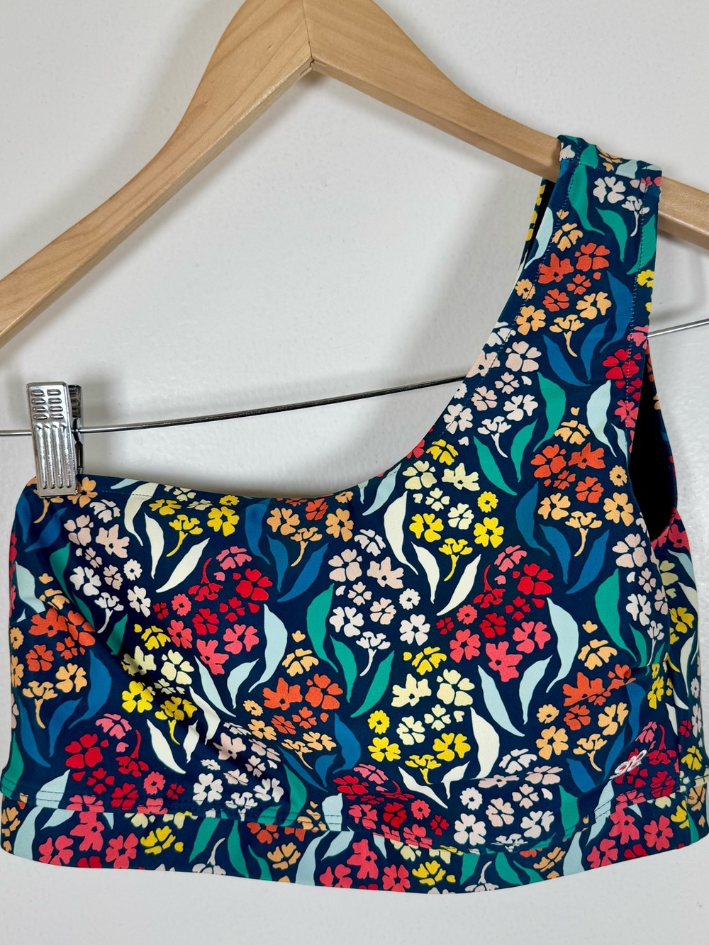 Albion Fit Costa floral Icon One Shoulder Swim Crop Bikini Top Women’s Small EUC